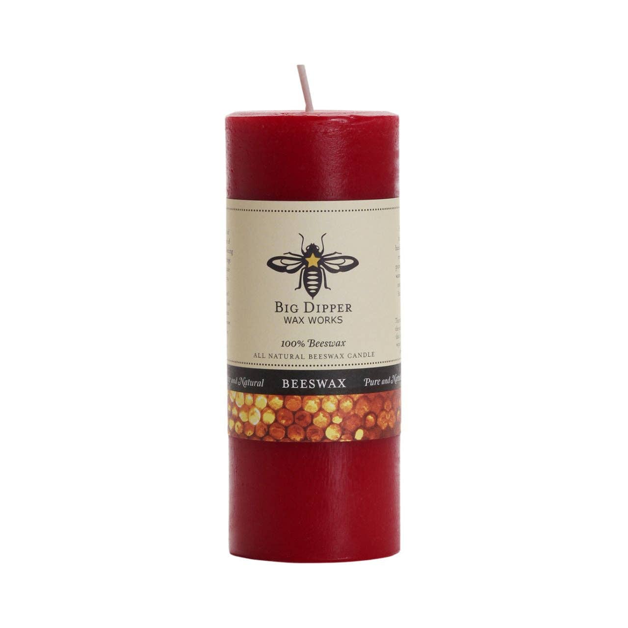 Pure Beeswax Pillars: Medium (3" x 3.5") / Red