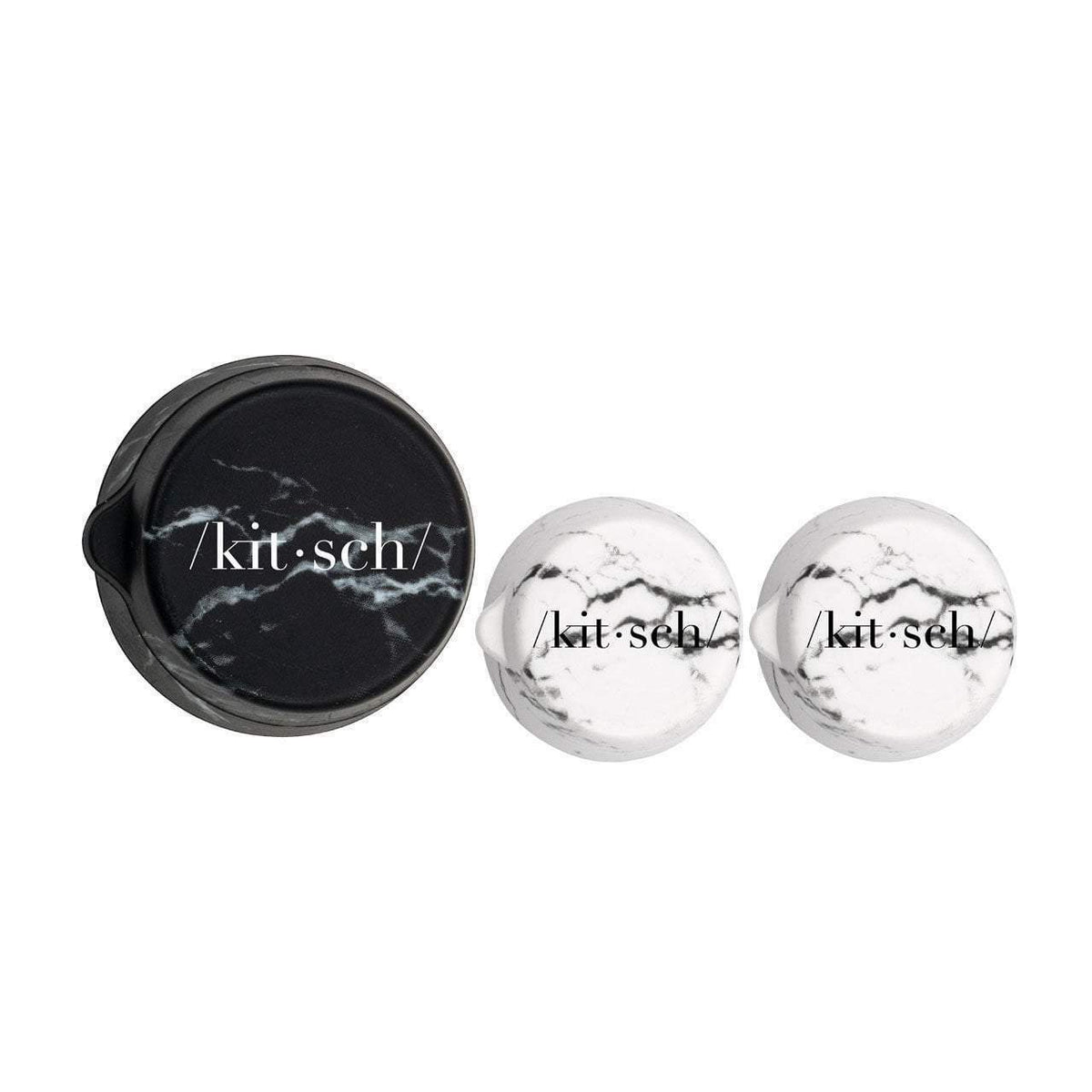 Silicone Refillable Jars 3pc Black &amp; White Marble