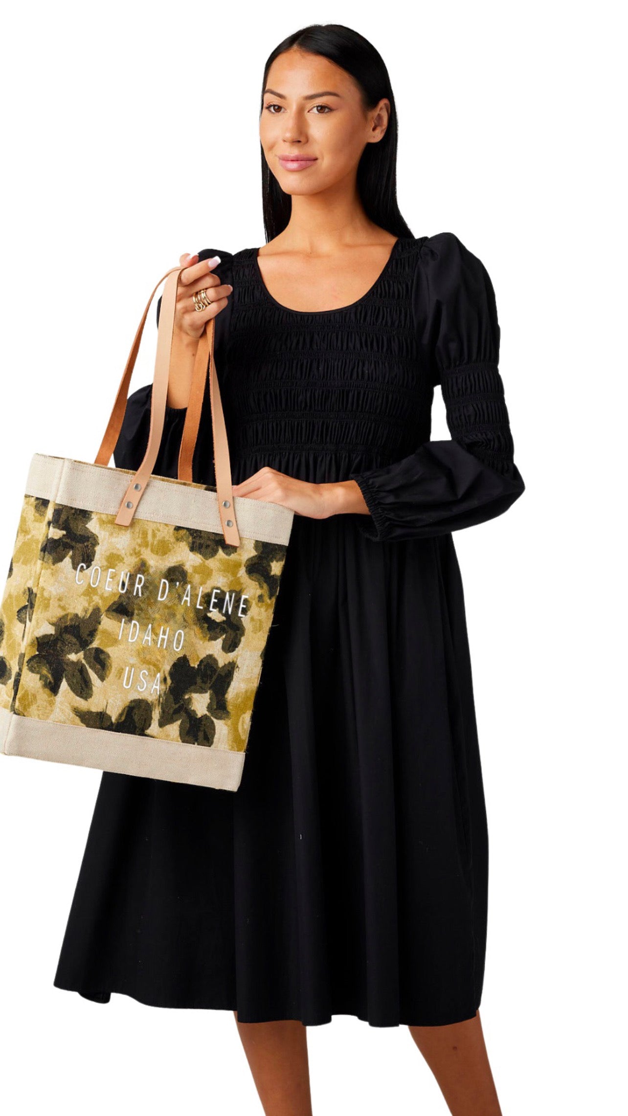 Apolis Coeur d'Alene Market Tote in Khaki Bloom