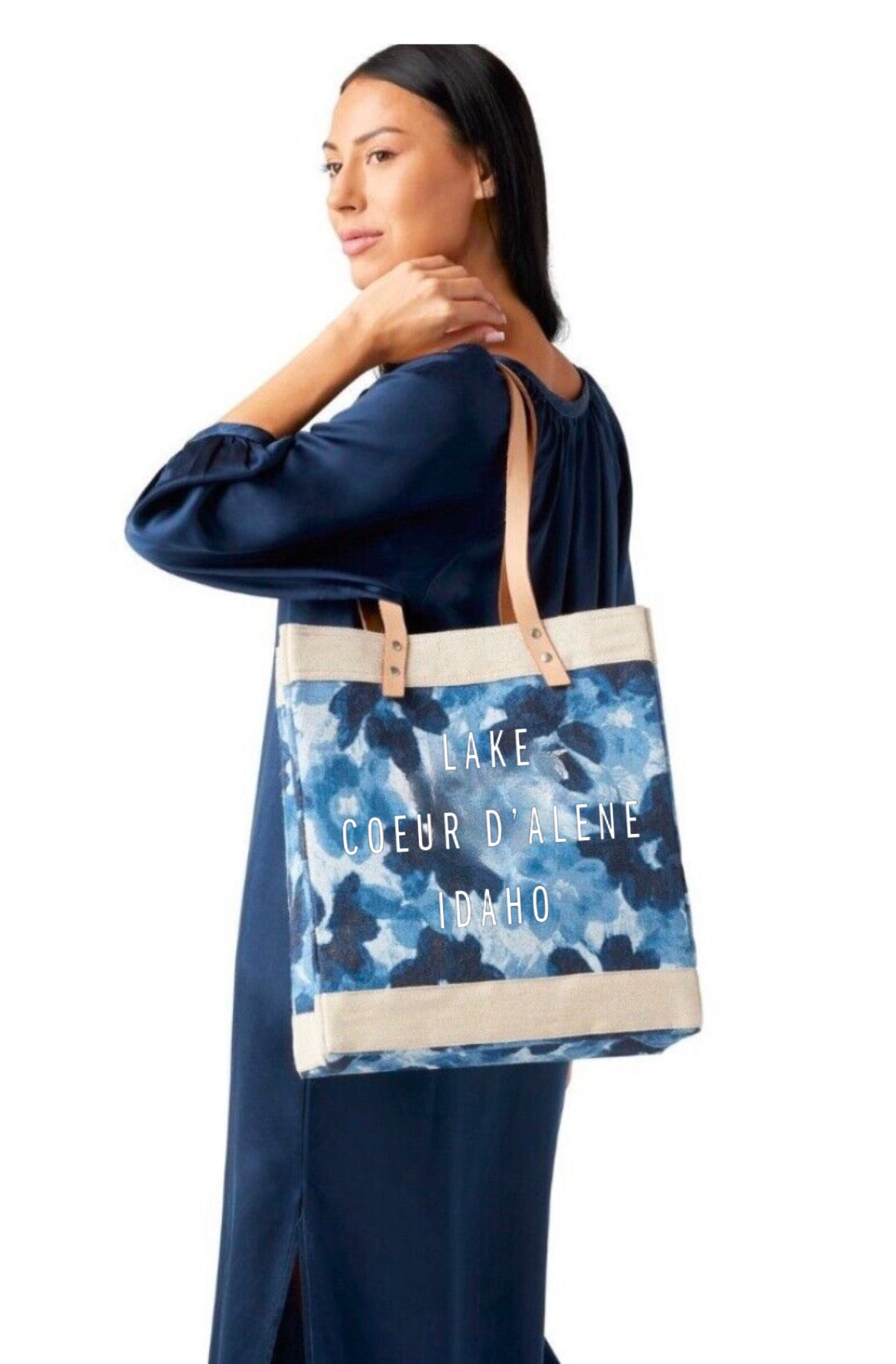 Apolis Lake Coeur d&#39;Alene Market Tote in Indigo Bloom