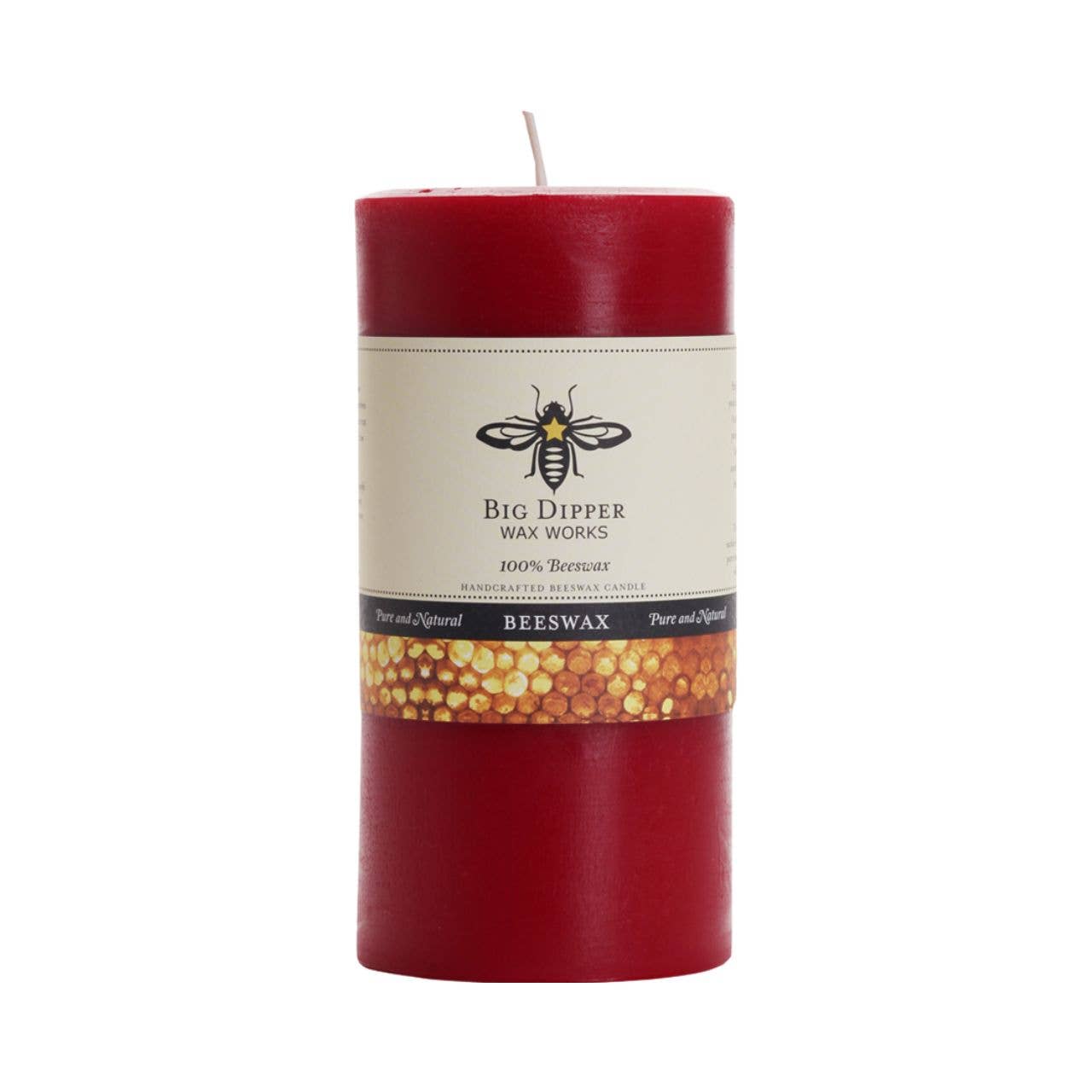 Pure Beeswax Pillars: Medium (3" x 3.5") / Red