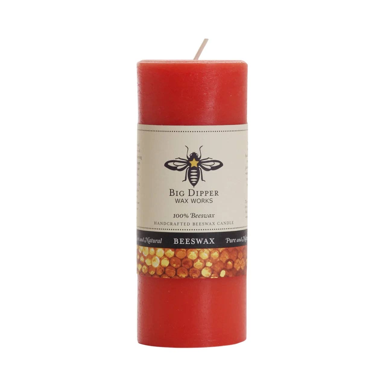 Pure Beeswax Pillars: Medium (3" x 3.5") / Red